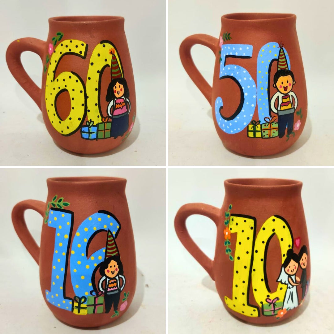 Personalized Hand-painted Birthday Milestone Terracotta Mug