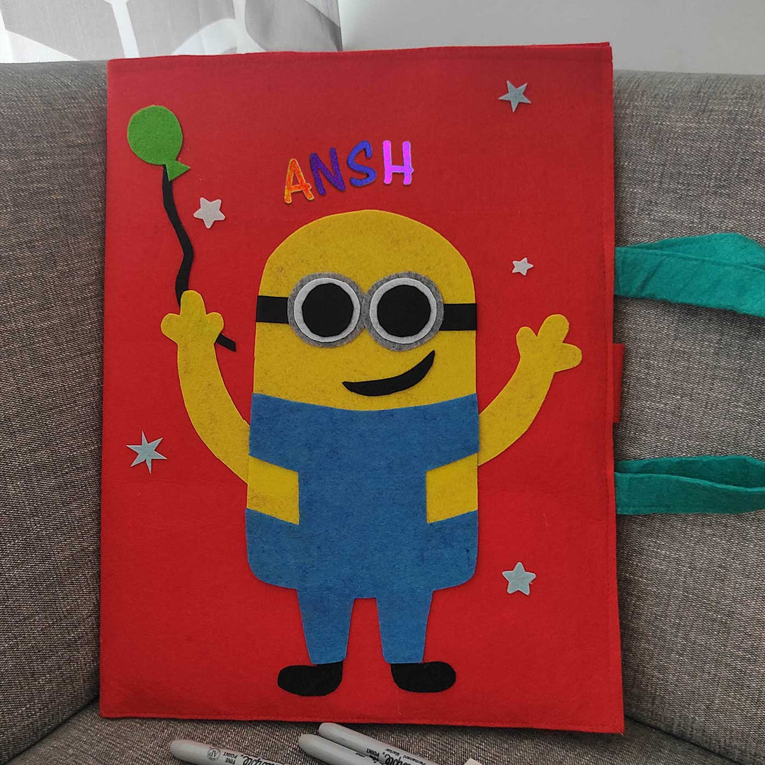 Personalized Handmade Minion Theme Felt Kids Craft Folder