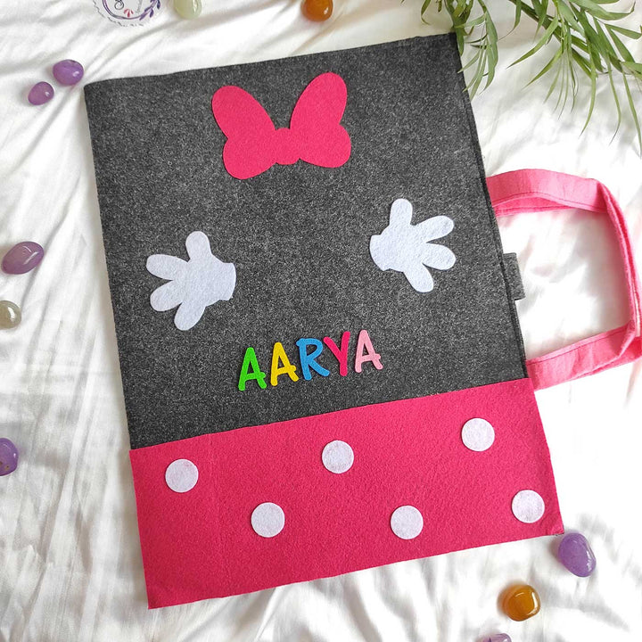 Personalized Handmade Minnie Mouse Theme Felt Kids Craft Folder