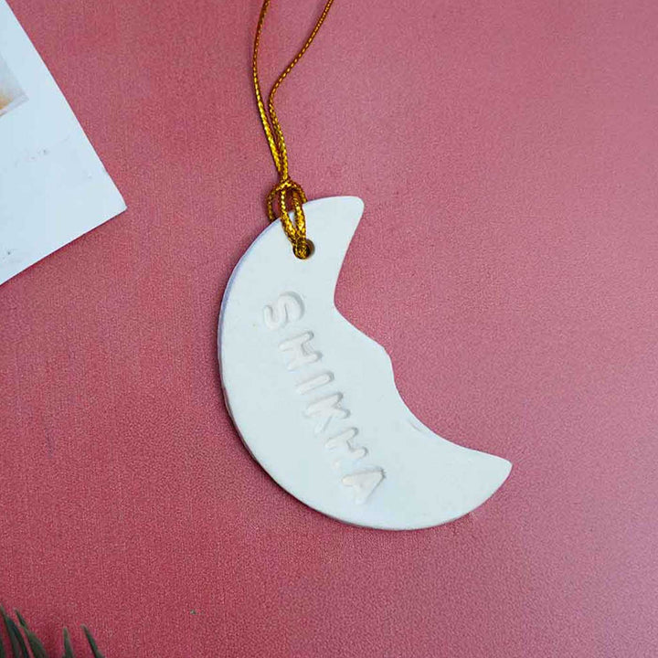 Personalized Moon Embossed Clay Ornament For Christmas Tree Decoration