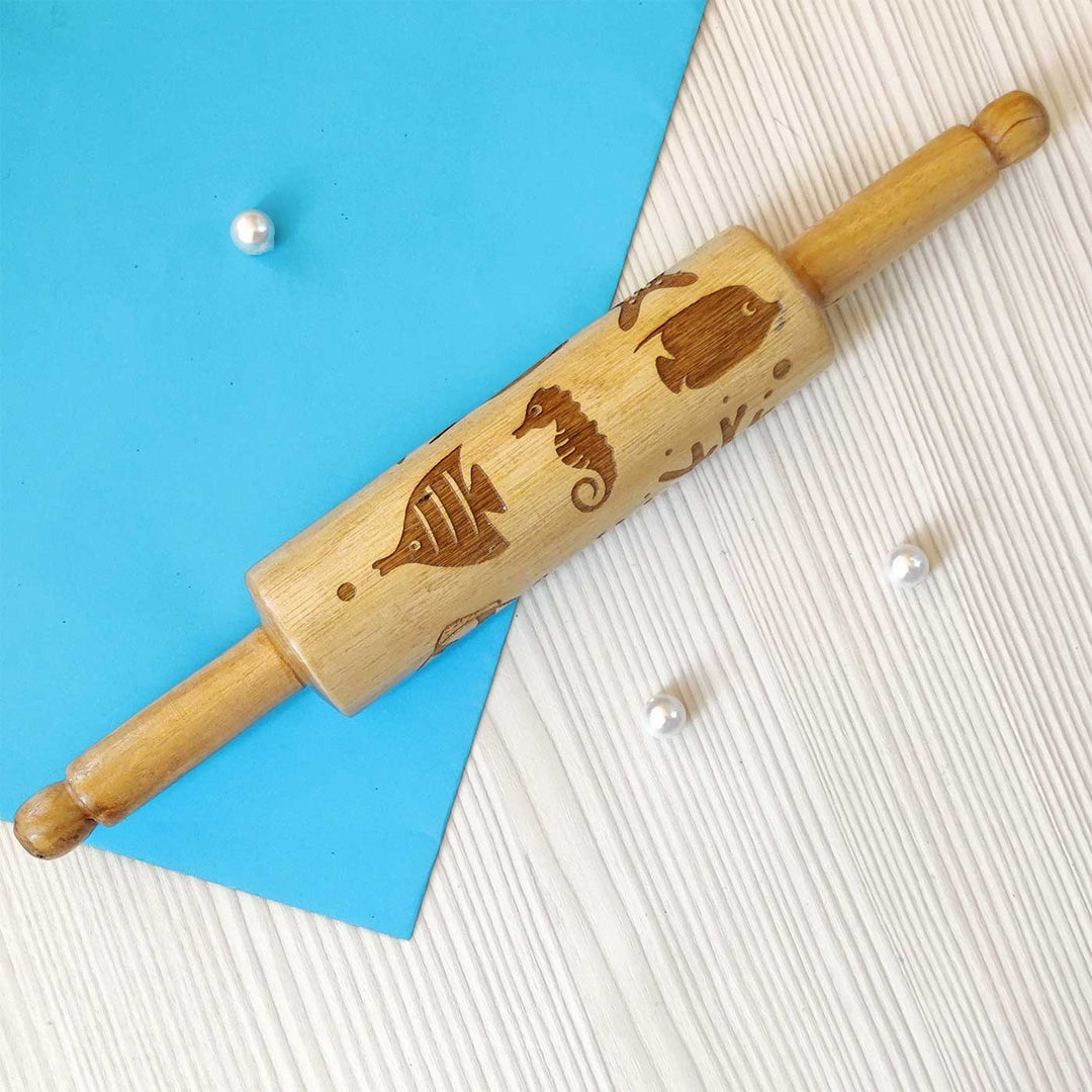 Handmade Ocean Theme Play Dough Rolling Pin