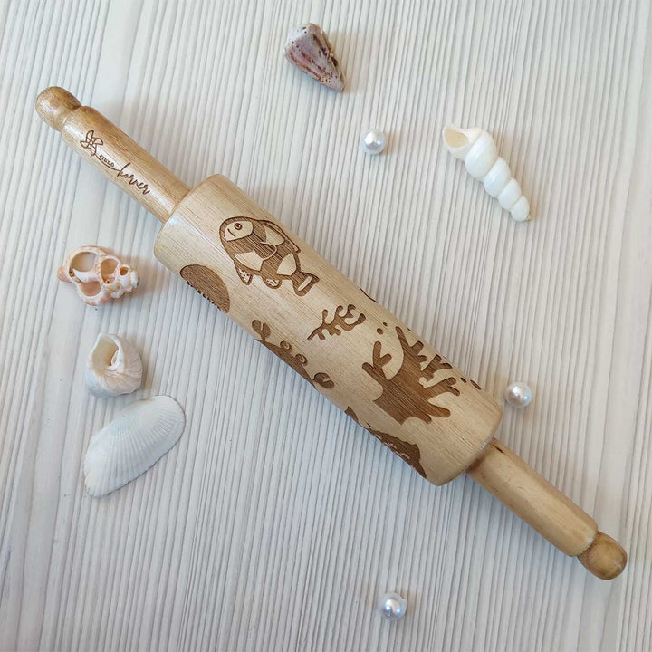 Handmade Ocean Theme Play Dough Rolling Pin