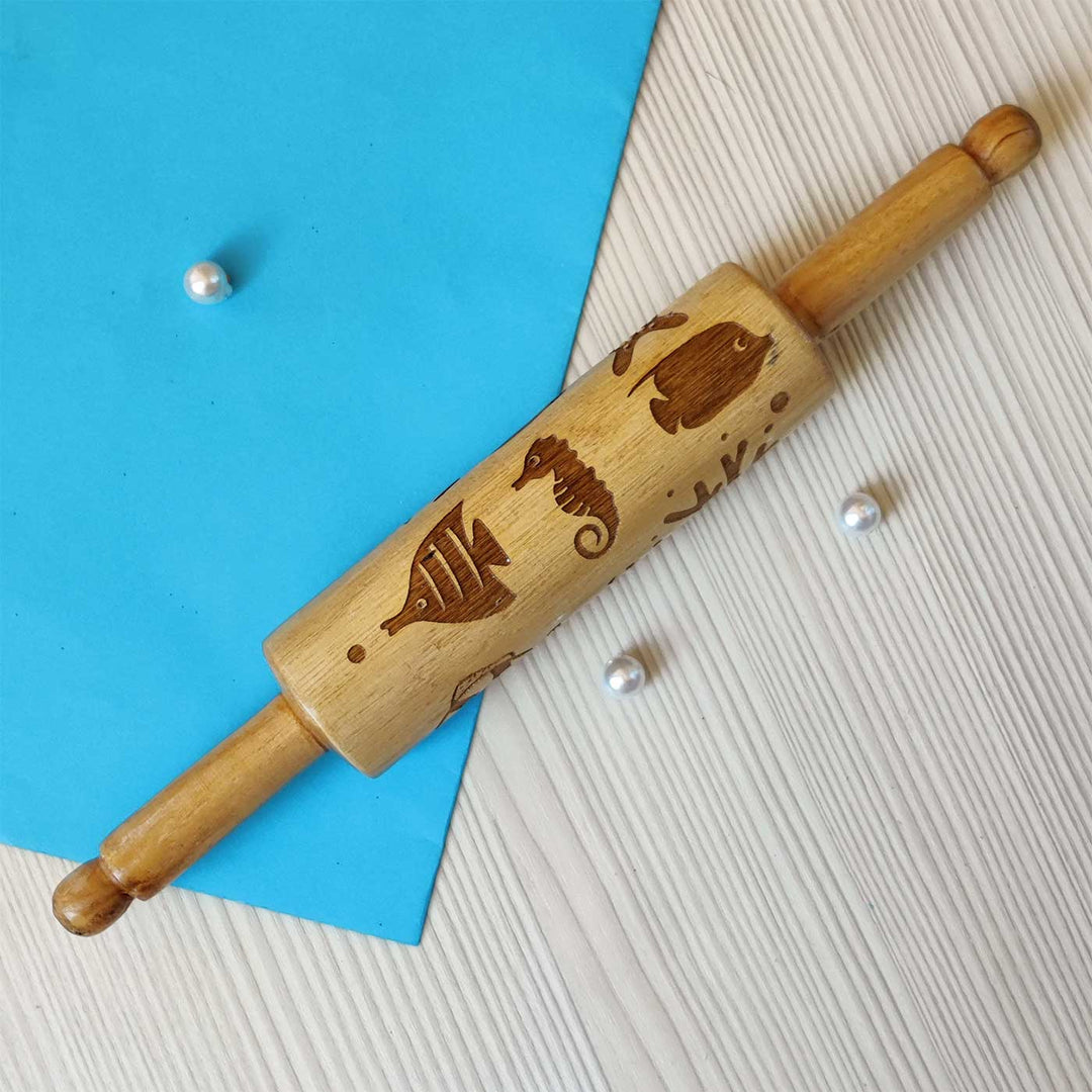 Handmade Ocean Theme Play Dough Rolling Pin