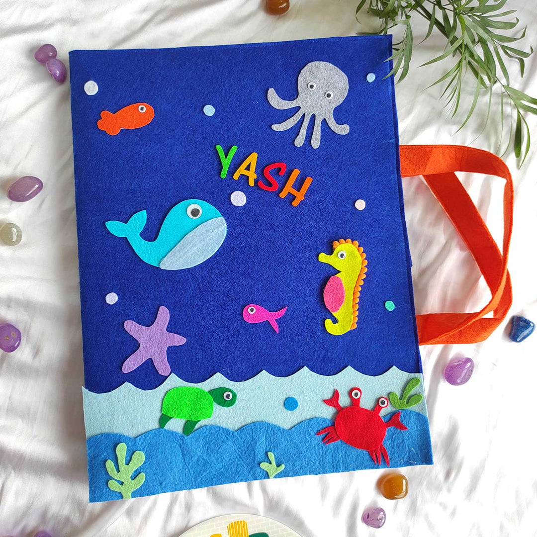 Personalized Handmade Ocean Theme Felt Kids Craft Folder