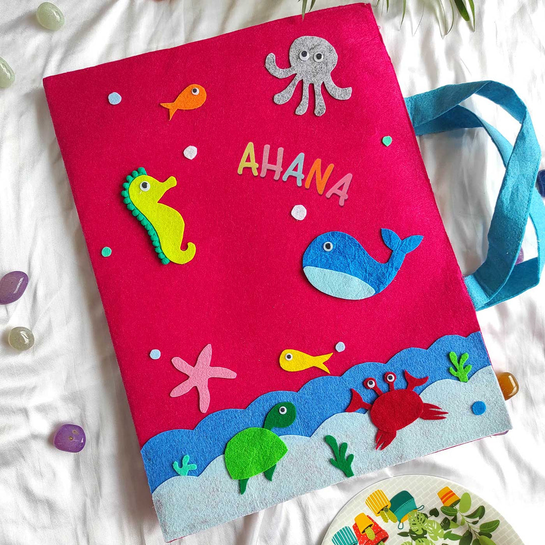 Personalized Handmade Ocean Theme Felt Kids Craft Folder