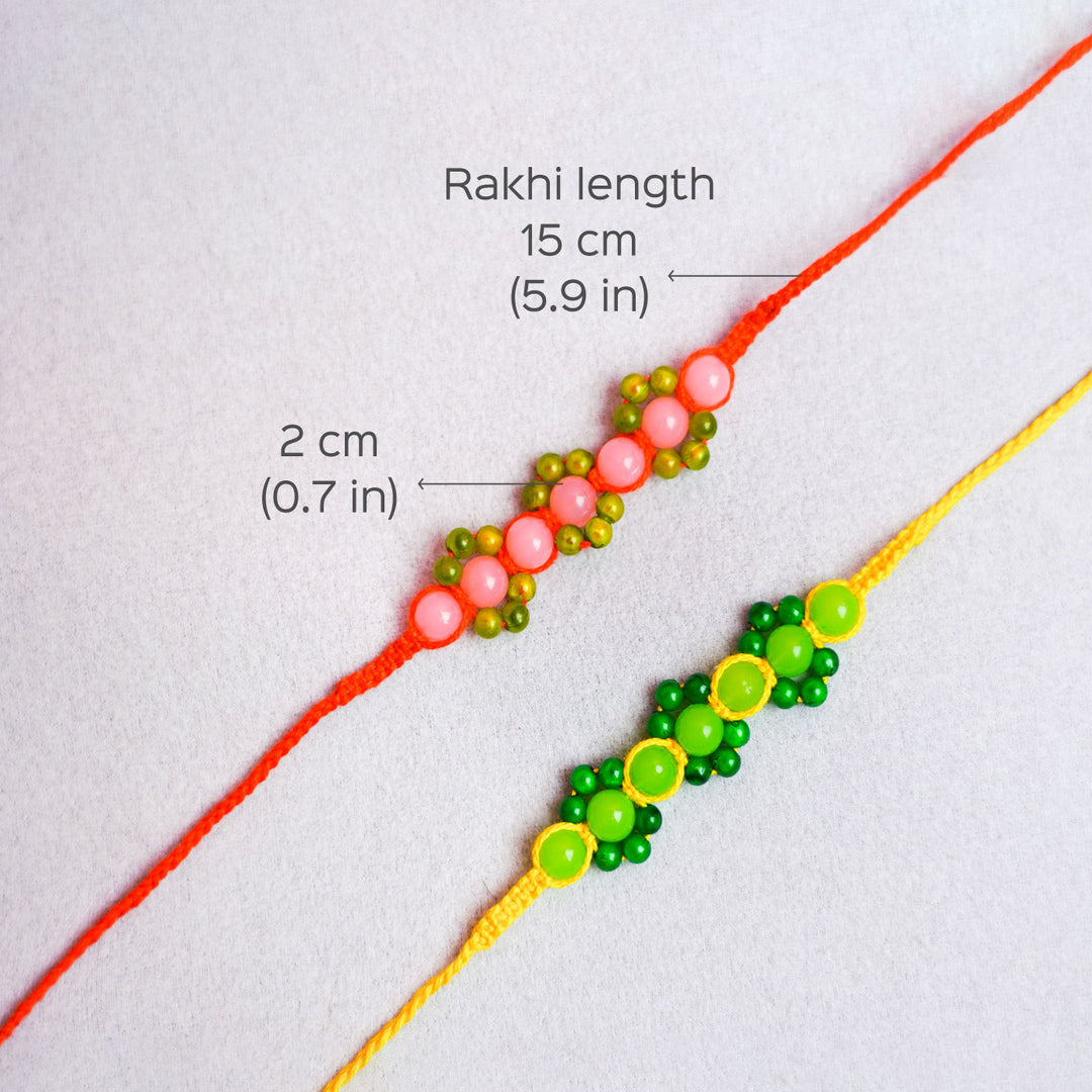 Handcrafted Macrame Floral Rakhi With Roli Chawal | Set of 2