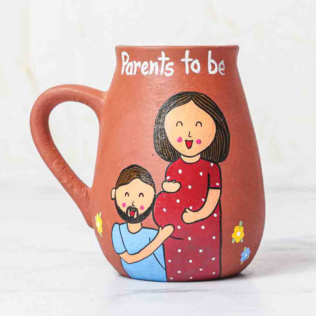 Personalized Hand-painted Mom & Dad To Be Terracotta Mug