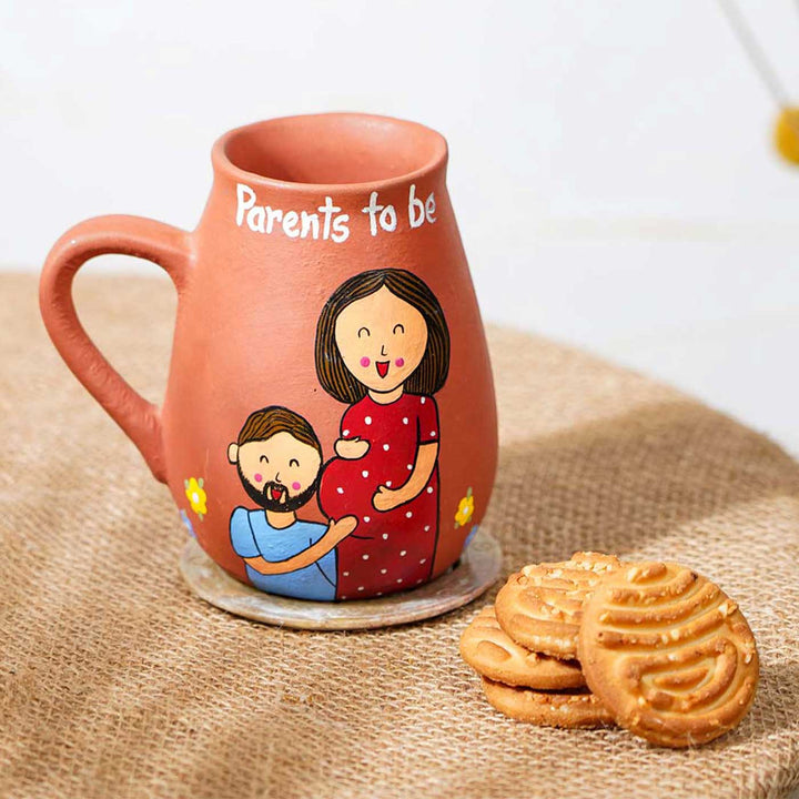 Personalized Hand-painted Mom & Dad To Be Terracotta Mug