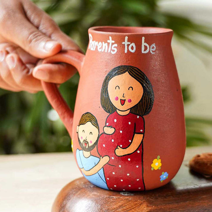 Personalized Hand-painted Mom & Dad To Be Terracotta Mug