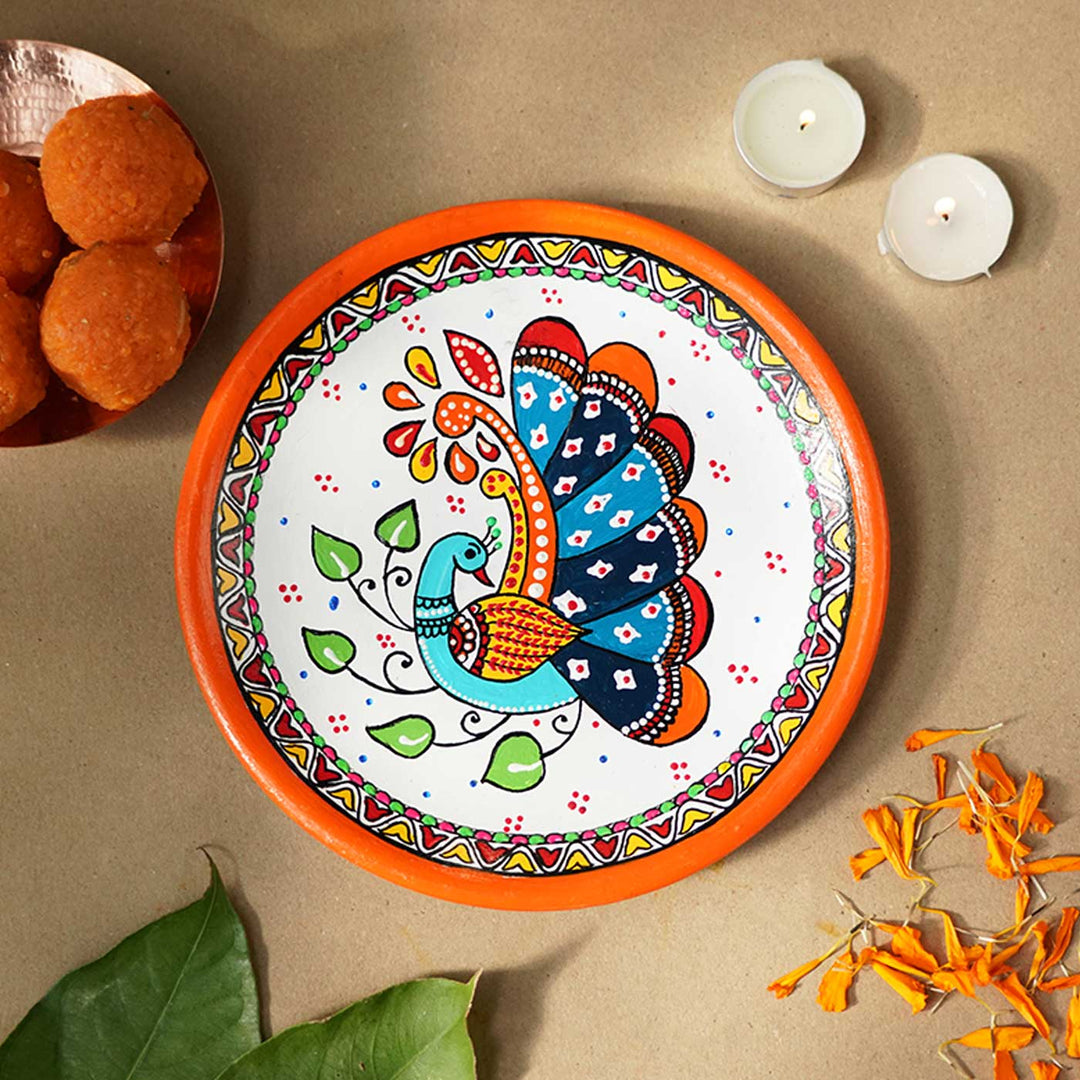 Handmade Terracotta Madhubani Design Wall Plate