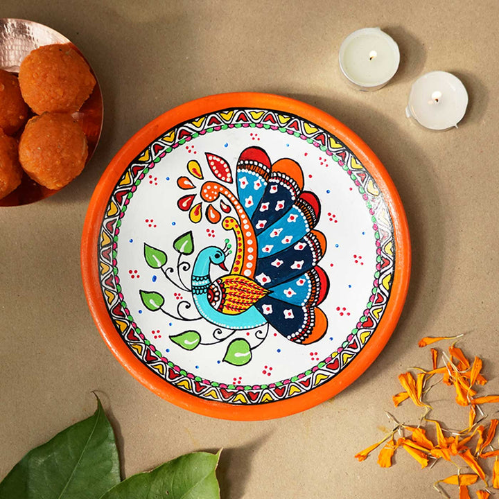 Handmade Terracotta Madhubani Design Wall Plate