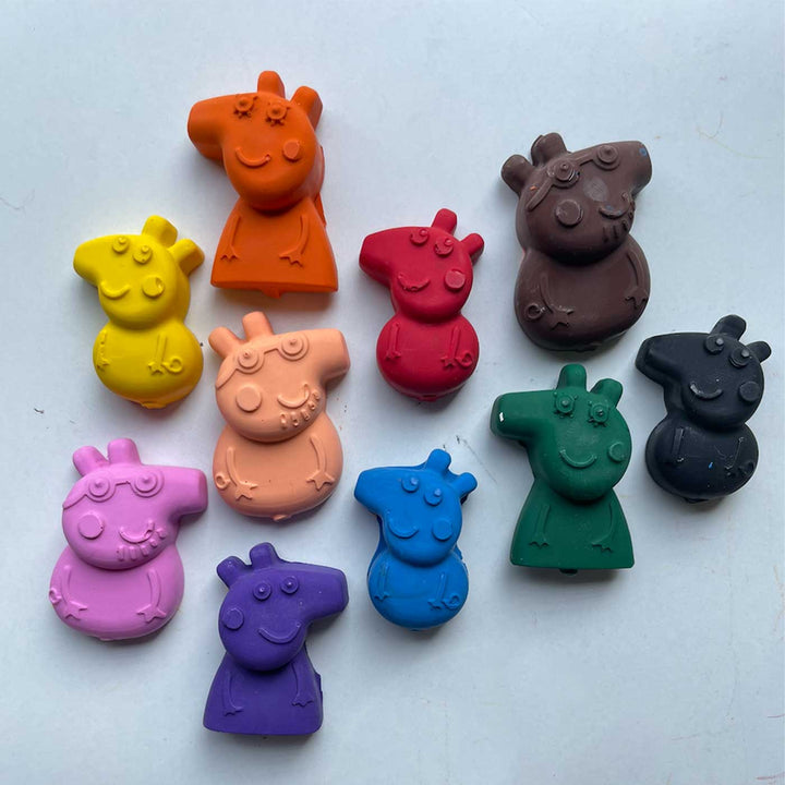 Handmade Peppa Pig Theme Non-Toxic Wax Crayons for Kids | Set Of 10