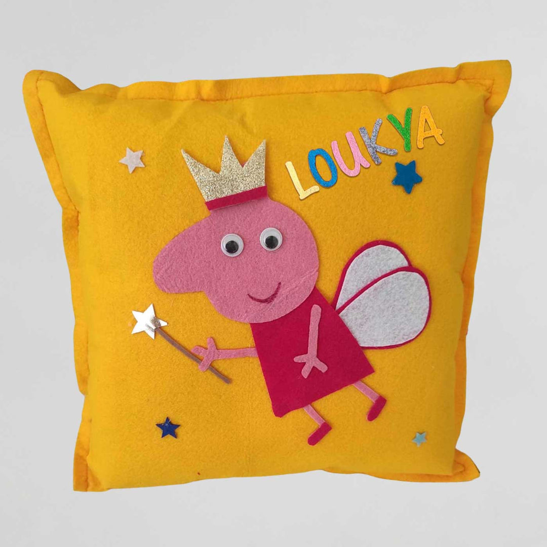 Personalized Handmade Peppa Fairy Princess Theme Felt Kids Pillow