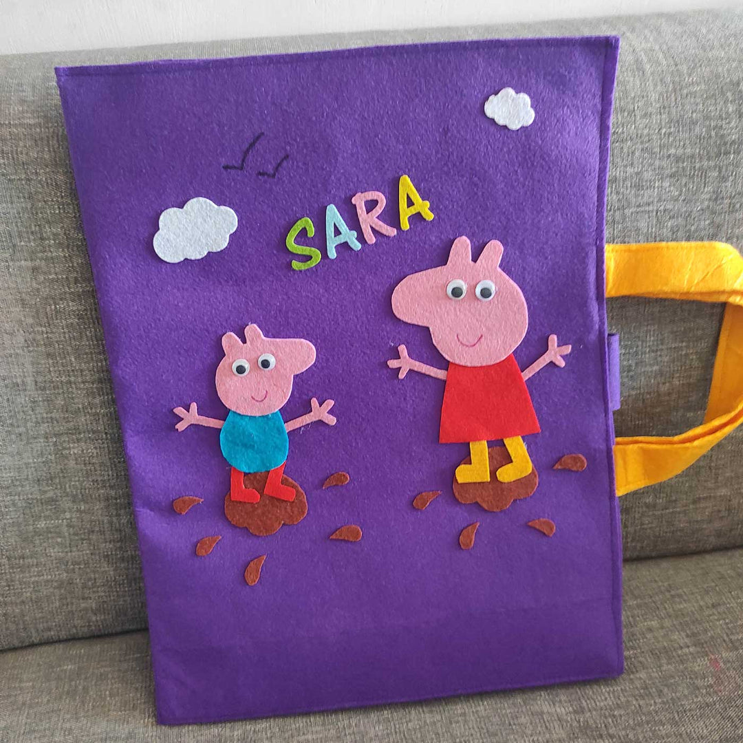 Personalized Handmade Peppa Pig Theme Felt Kids Craft Folder