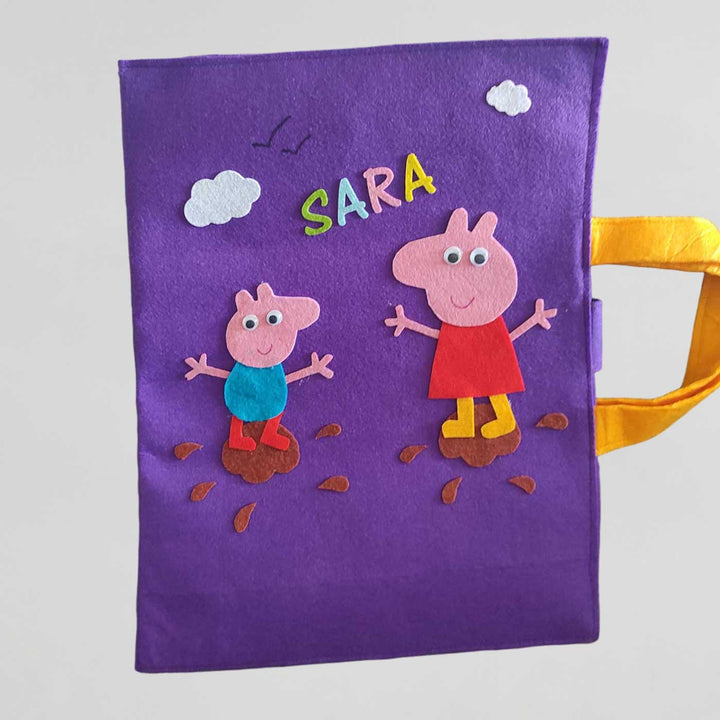 Personalized Handmade Peppa Pig Theme Felt Kids Craft Folder