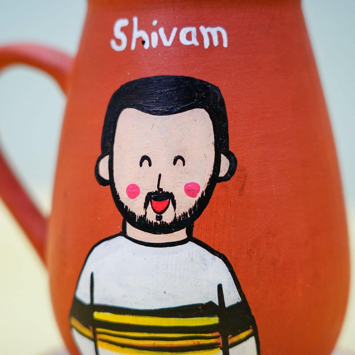 Photo Personalised Terracotta Caricature Rakhi & Coffee Mug Set with Roli Chawal