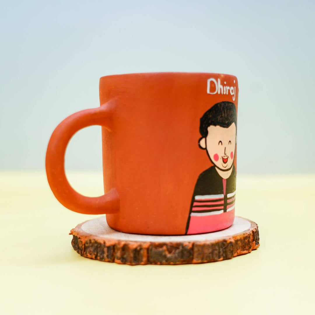 Photo Personalised Terracotta Caricature Rakhi & Coffee Mug Set with Roli Chawal