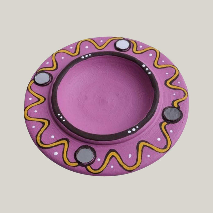 Handmade Purple Tall Terracotta Oil Lamp / Diya