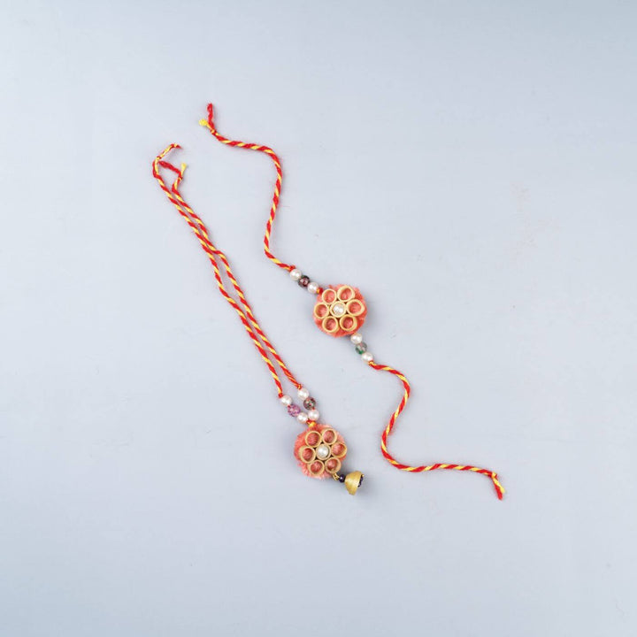 Ecofriendly Bamboo Rakhis for Bhaiya-Bhabhi With Roli Chawal | Set of 2