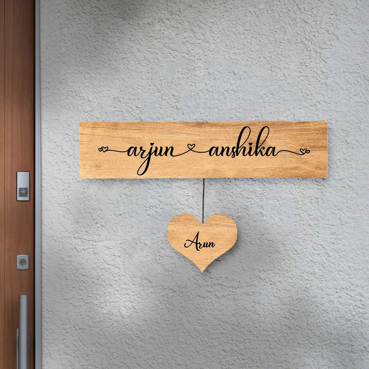 Minimalist 3D Wooden Nameplate for Family