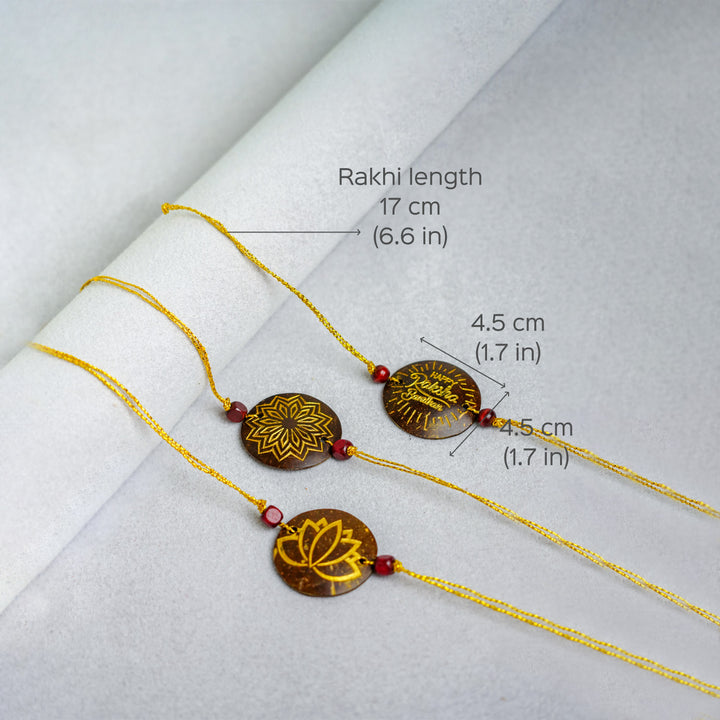 Handmade Eco-friendly Coconut Shell Rakhi (Set of 3)