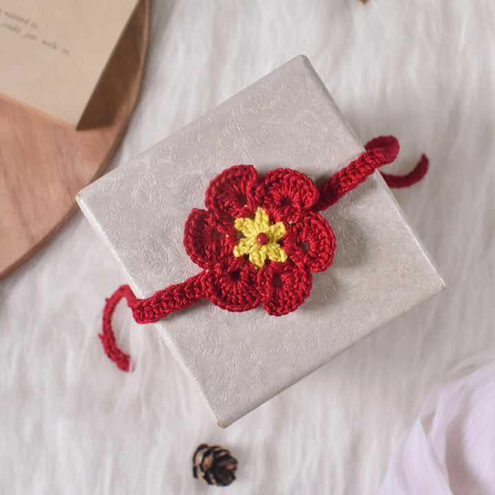 Handmade Crochet Rakhi With Roli Chawal