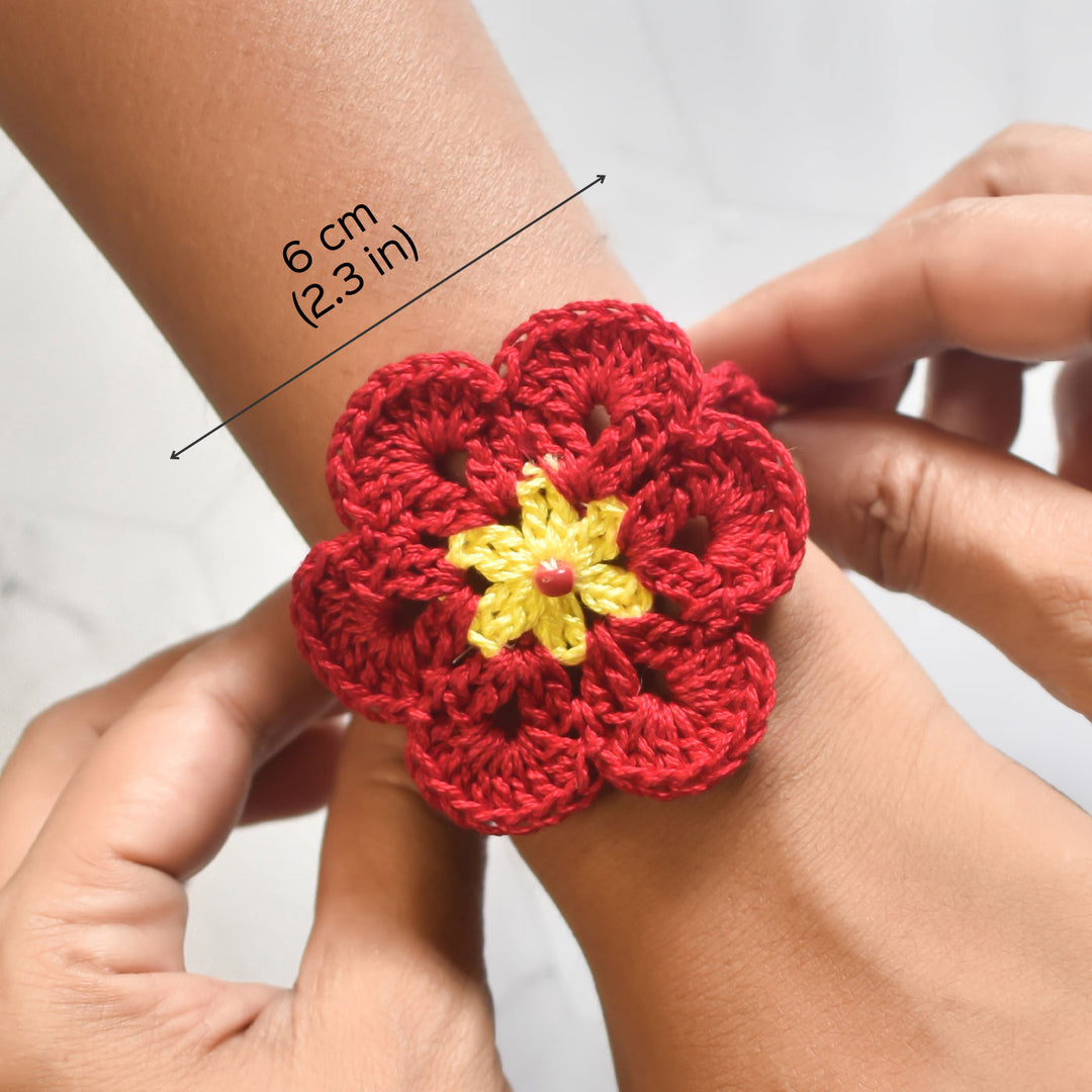 Handmade Crochet Rakhi With Roli Chawal