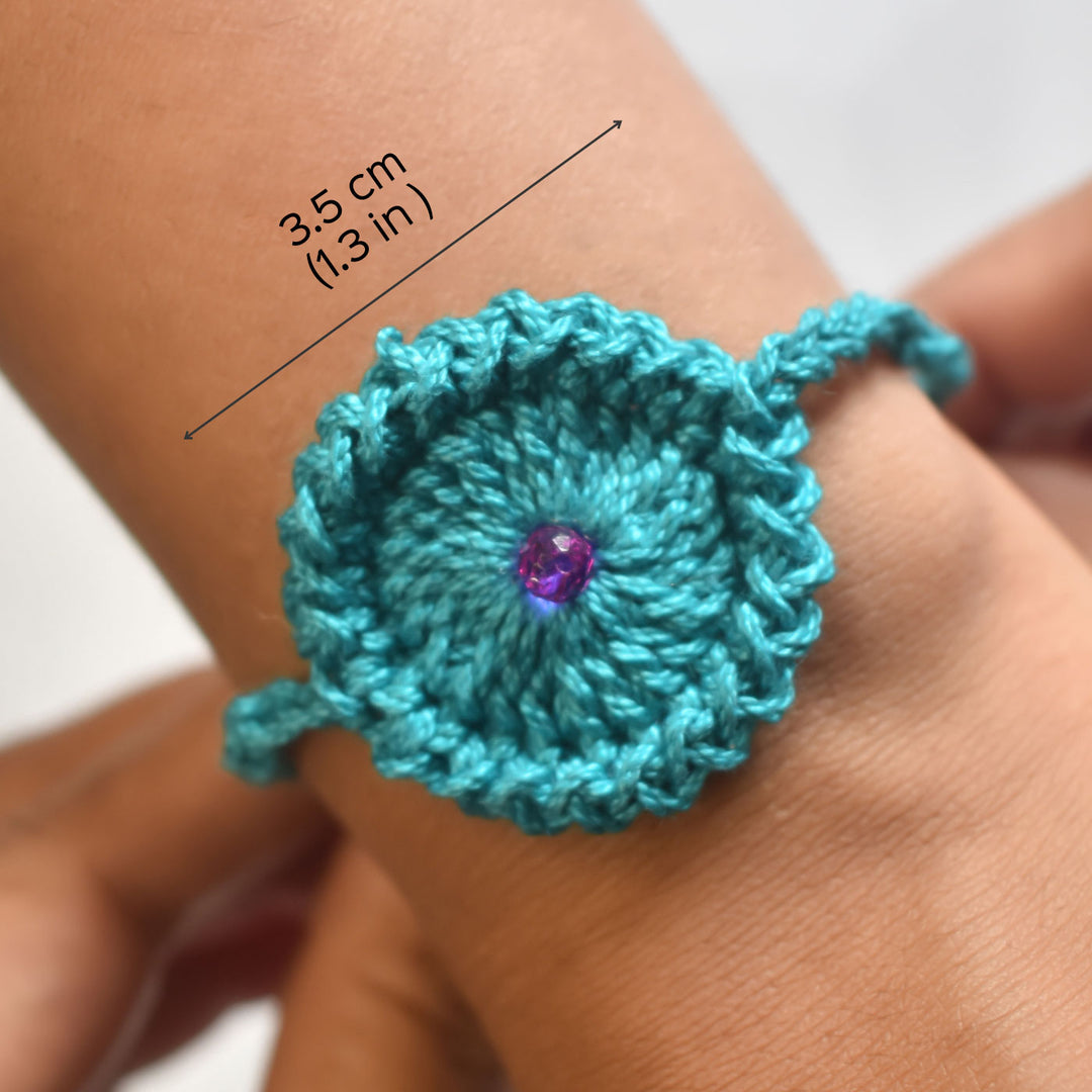 Handmade Crochet Rakhi With Roli Chawal