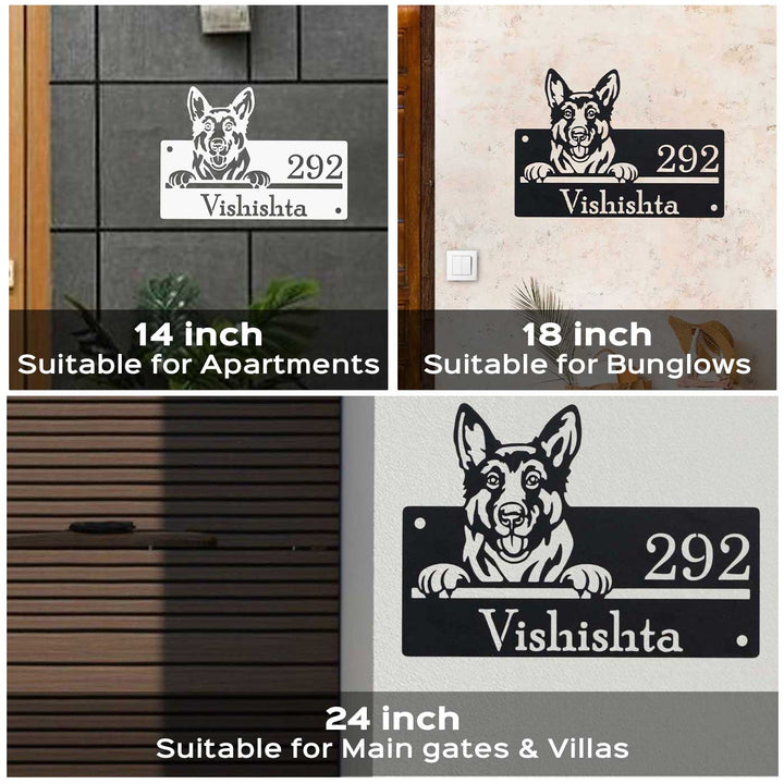 Personalized Weatherproof Artistic Dog Theme Metal Name Plate