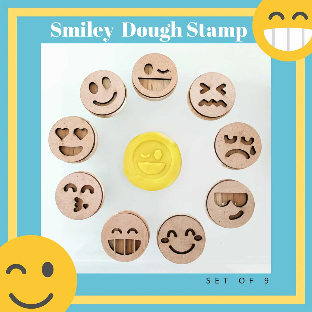 Handmade Smiley Wooden Play Dough Stamp | Set Of 9