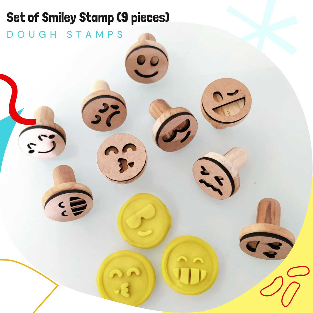 Handmade Smiley Wooden Play Dough Stamp | Set Of 9