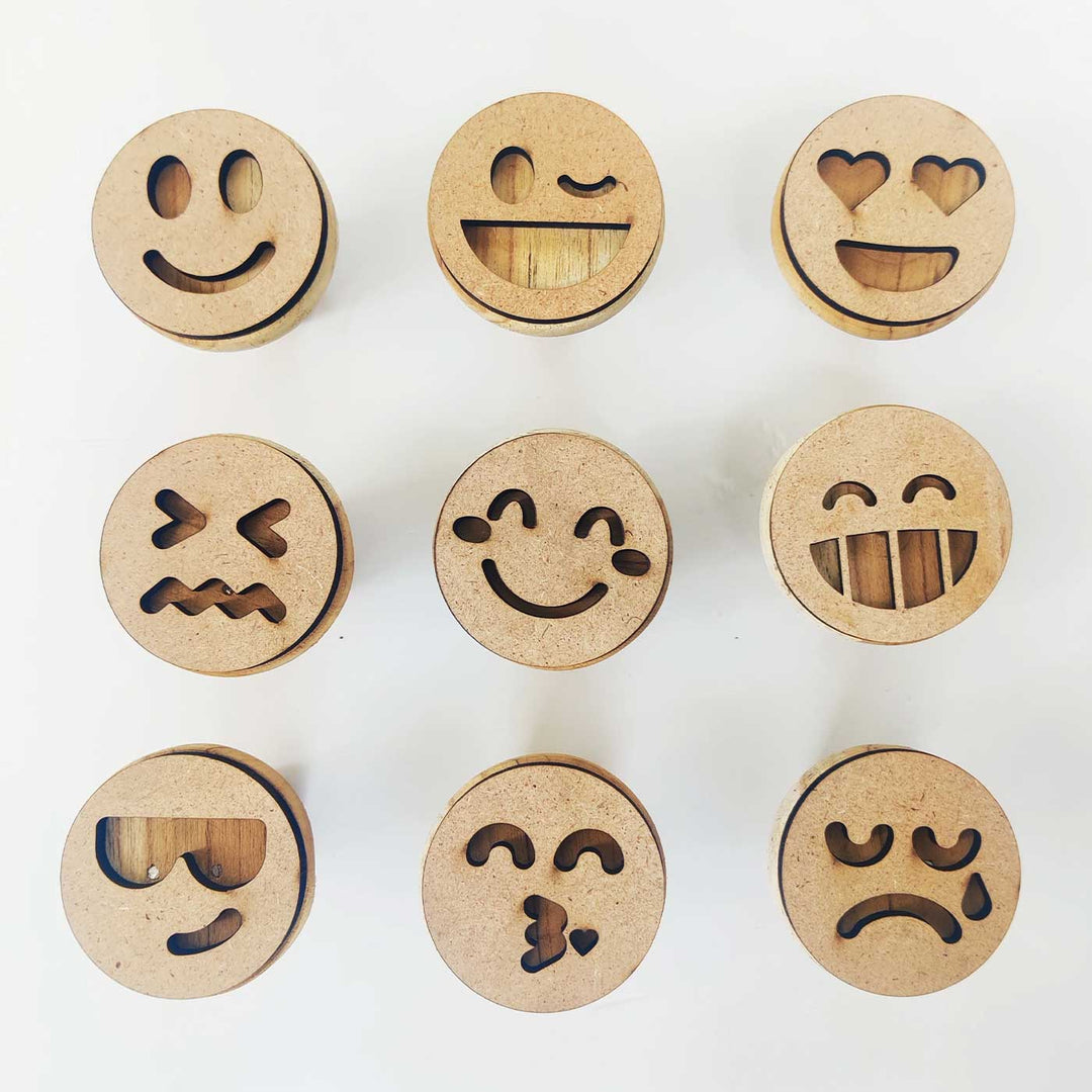 Handmade Smiley Wooden Play Dough Stamp | Set Of 9