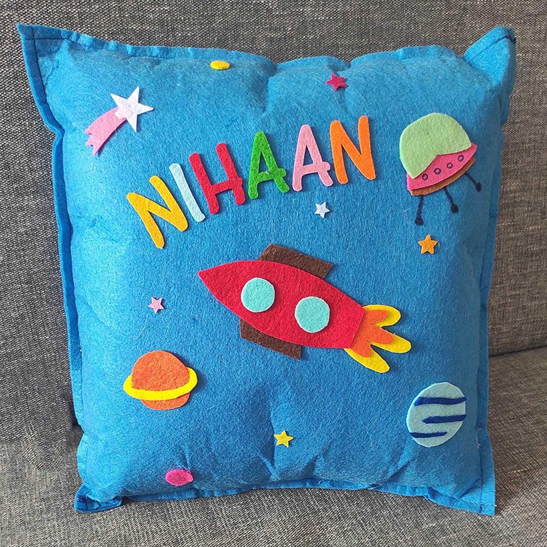 Personalized Handmade Space Theme Felt Kids Pillow