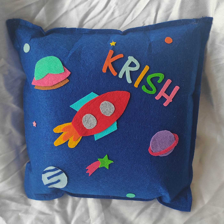 Personalized Handmade Space Theme Felt Kids Pillow