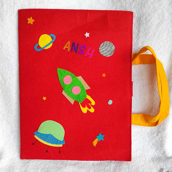 Personalized Handmade Space Theme Felt Kids Craft Folder