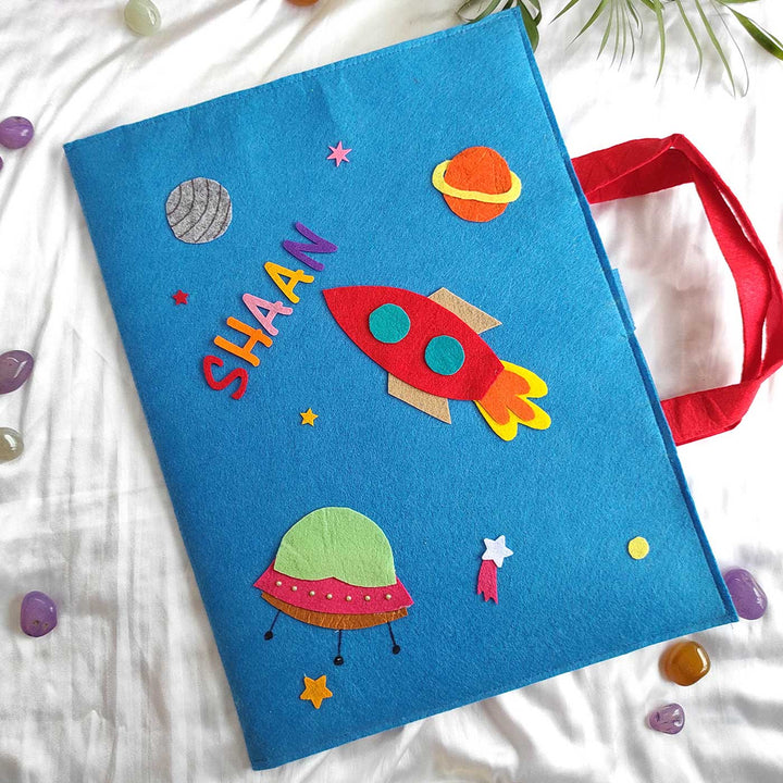 Personalized Handmade Space Theme Felt Kids Craft Folder