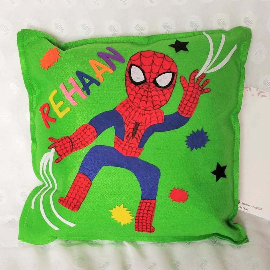 Personalized Handmade Spider-Man Theme Felt Kids Pillow