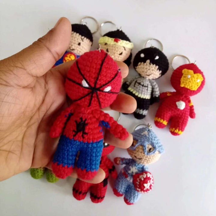 Handmade Crochet Superheros Theme Cotton Keychain