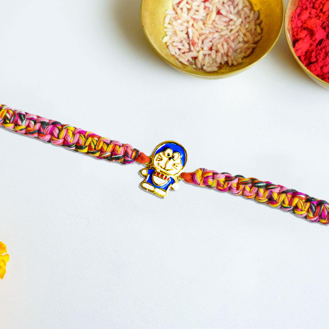 Handcrafted Macrame Rakhi With Roli Chawal