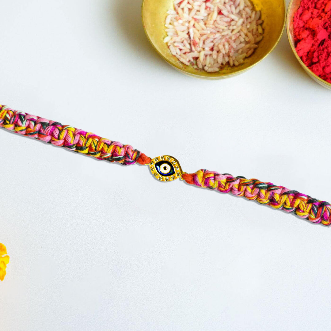 Handcrafted Macrame Rakhi With Roli Chawal