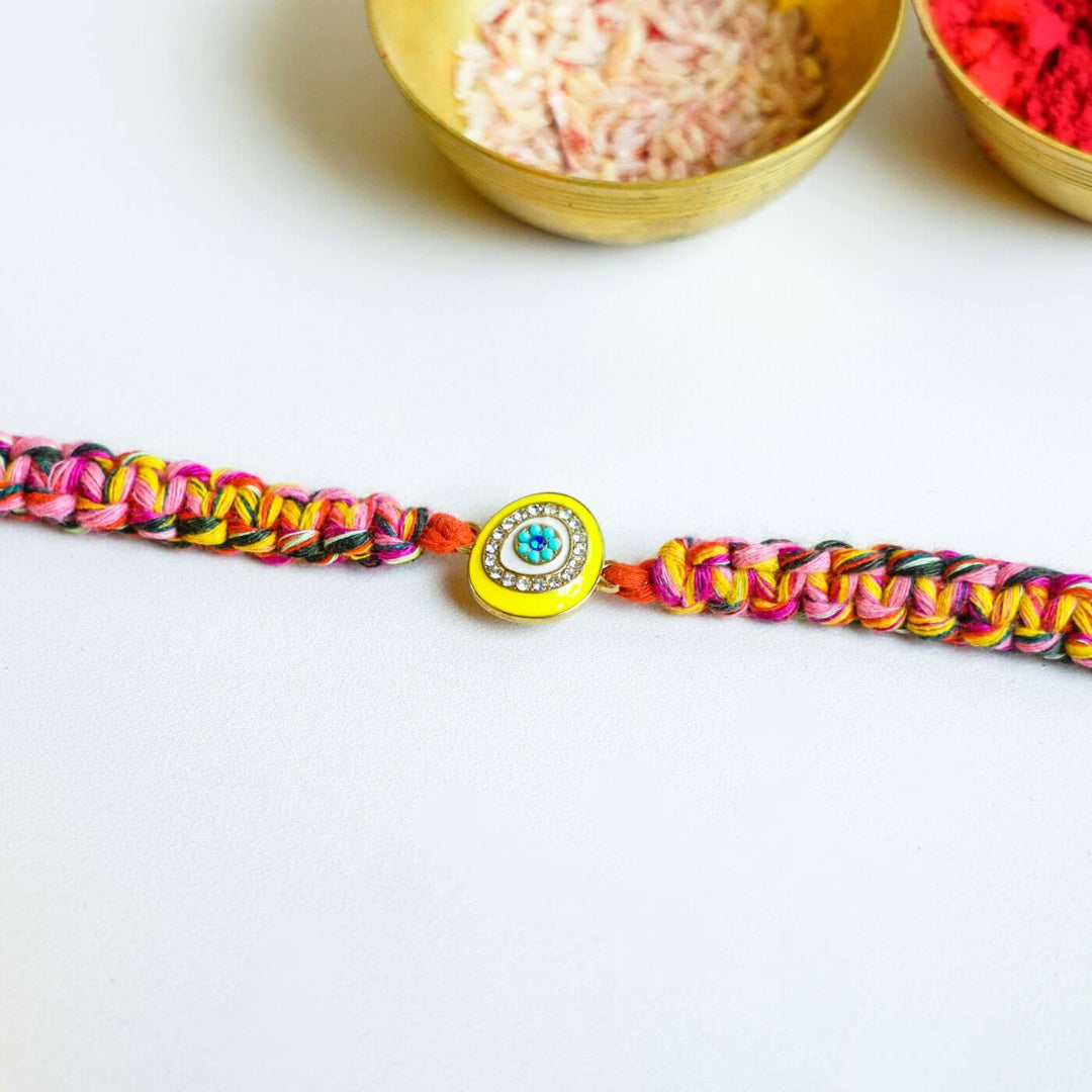 Handcrafted Macrame Rakhi With Roli Chawal