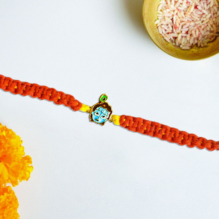 Handcrafted Macrame Rakhi With Roli Chawal