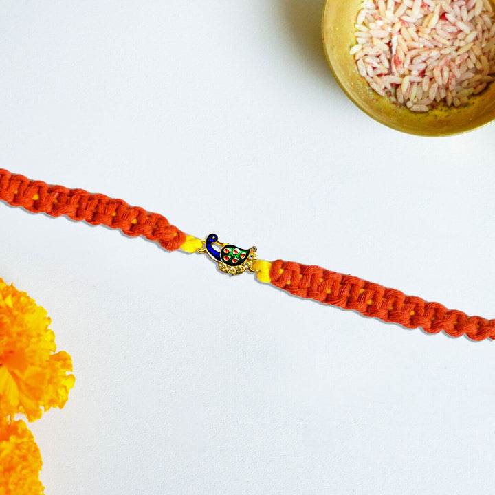 Handcrafted Macrame Rakhi With Roli Chawal