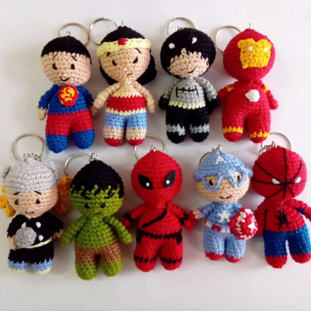 Handmade Crochet Superheros Theme Cotton Keychain