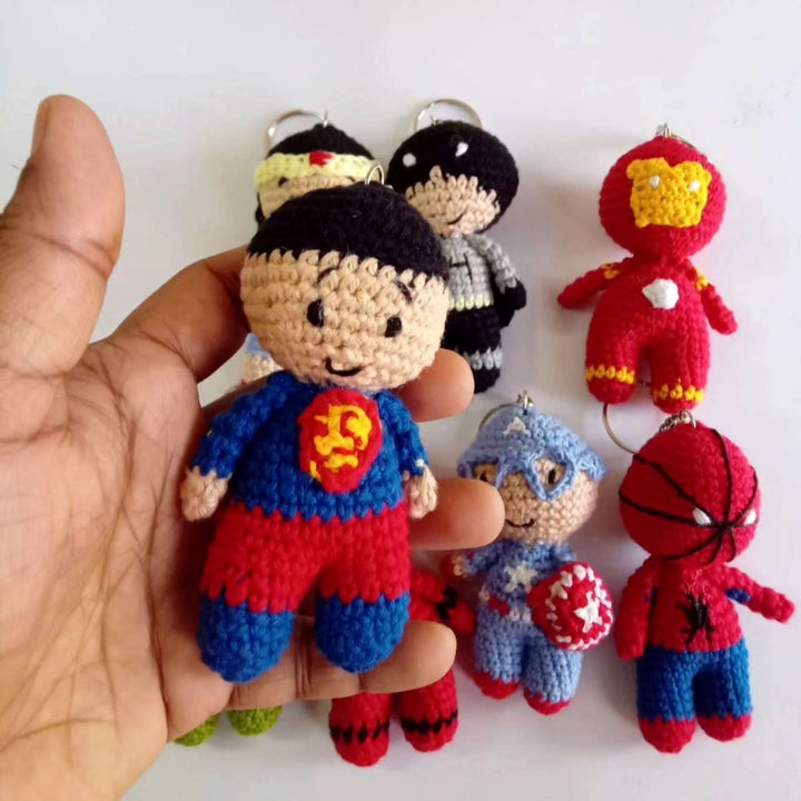 Handmade Crochet Superheros Theme Cotton Keychain