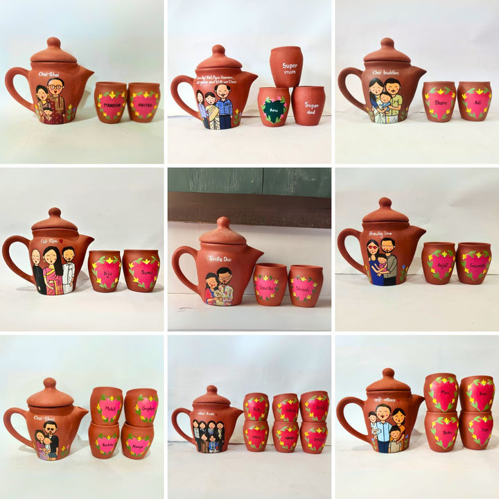 Handpainted Clay Teaset With Photo Based Caricature