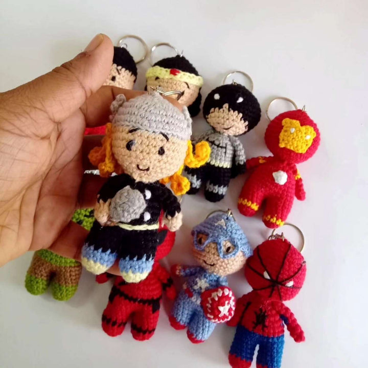 Handmade Crochet Superheros Theme Cotton Keychain