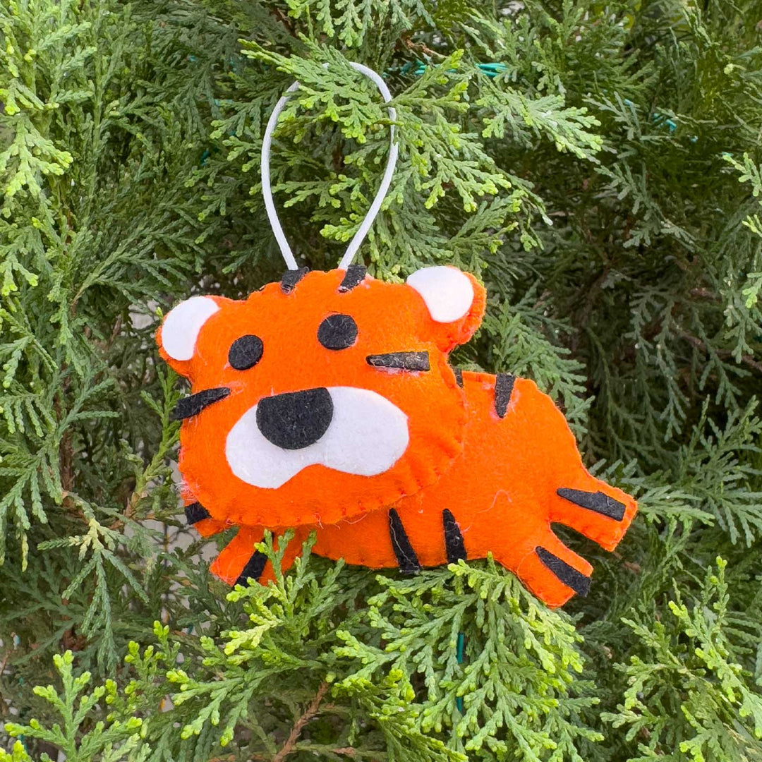 Handmade Tiger Kids Felt Ornament For Christmas Tree Decoration | Set Of 2