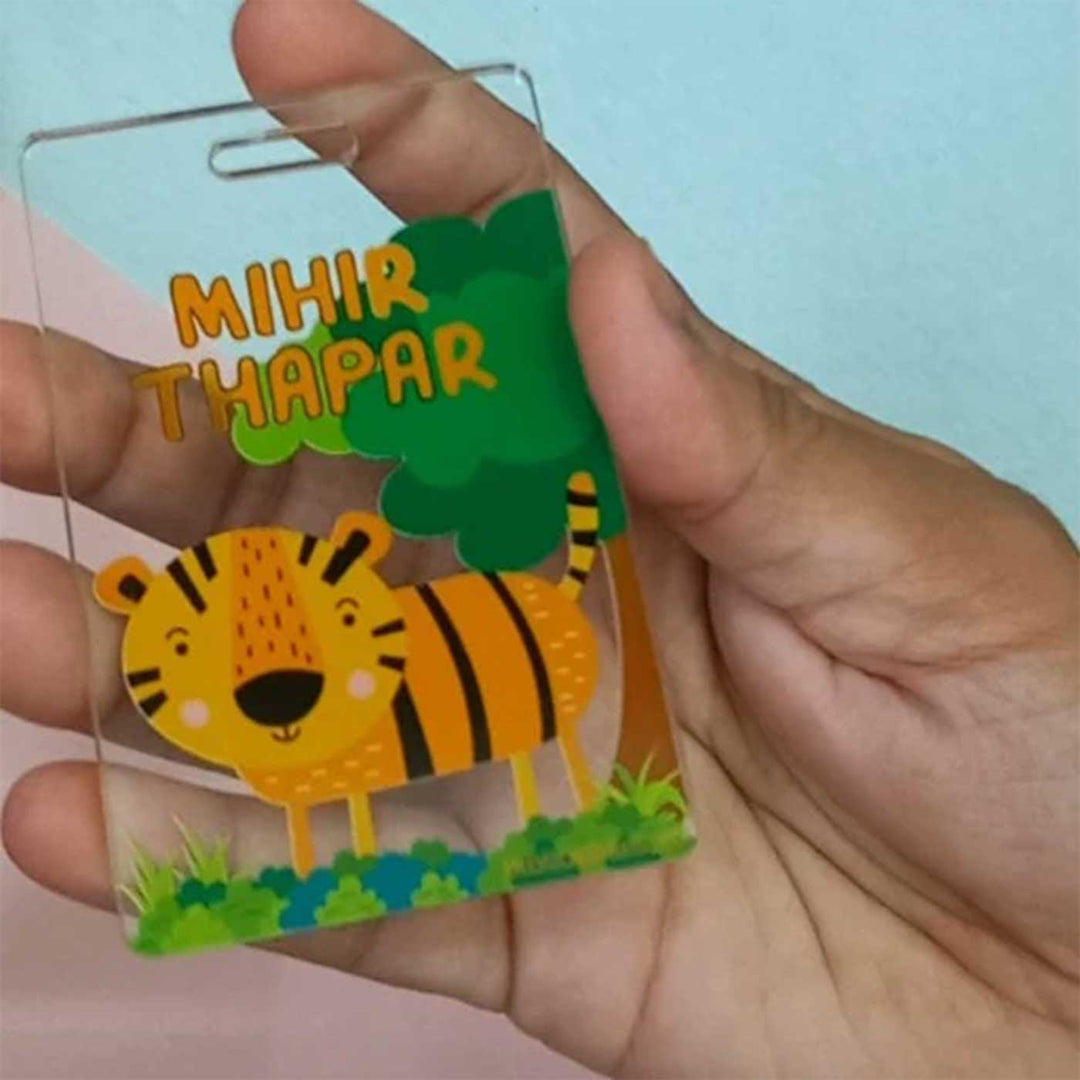 Personalized Tiger Theme Transparent Kids Bag Tag