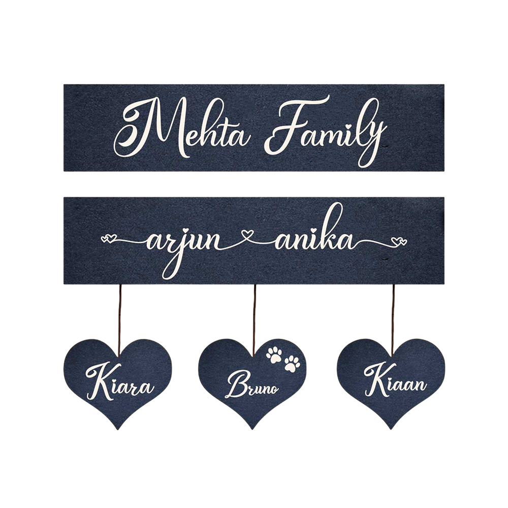 Minimalist 3D Wooden Nameplate for Family